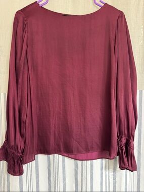Banana Republic Burgundy Long-Sleeve Boatneck Blouse